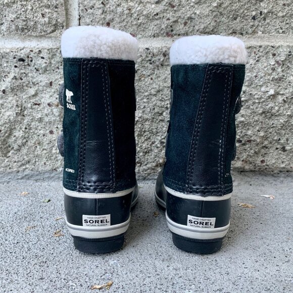 SOREL 1964 Pac Snow Boots Kids 10 27 Faux Fur Black Waterproof Winter Boot Suede - Picture 5 of 14